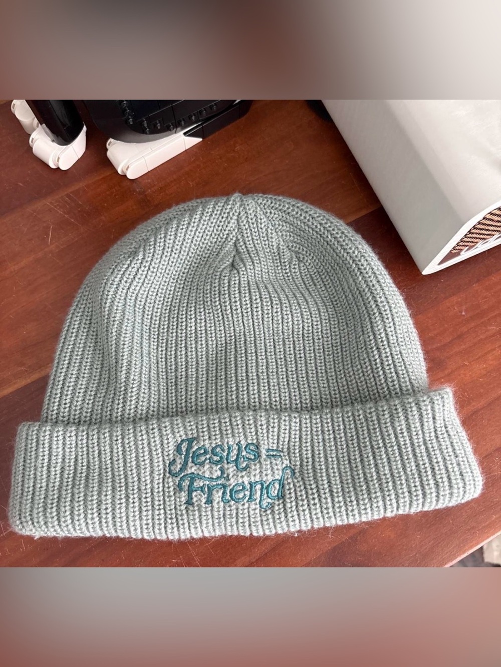 Elevated Faith Jesus Friend embroidered thick blue beanie ONE SIZE unisex
